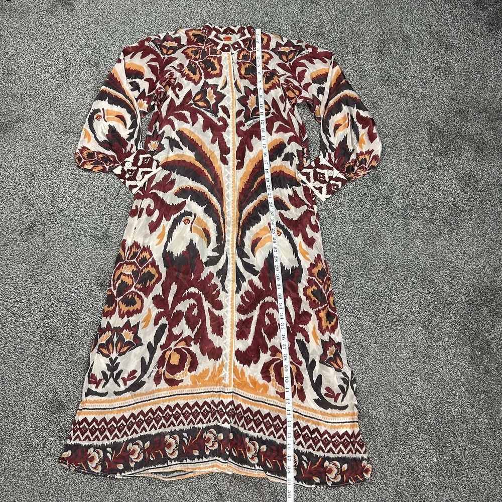 NWOT Farm Rio Cream Toucans Scarf Maxi Dress Womens XS Long Sleeve NO TIE SCARF - Picture 10 of 16